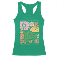 The Only Thing More Powerful Than Hate Is Love Racerback Tank Top Retro Floral Bunny Inspirational Quote