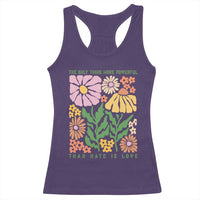 The Only Thing More Powerful Than Hate Is Love Racerback Tank Top Retro Floral Bunny Inspirational Quote