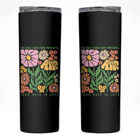 The Only Thing More Powerful Than Hate Is Love Skinny Tumbler Retro Floral Bunny Inspirational Quote