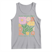 The Only Thing More Powerful Than Hate Is Love Tank Top Retro Floral Bunny Inspirational Quote