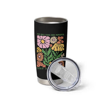 The Only Thing More Powerful Than Hate Is Love Tumbler Cup Retro Floral Bunny Inspirational Quote
