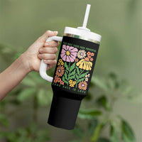 The Only Thing More Powerful Than Hate Is Love Tumbler With Handle Retro Floral Bunny Inspirational Quote