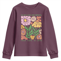 The Only Thing More Powerful Than Hate Is Love Youth Sweatshirt Retro Floral Bunny Inspirational Quote