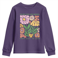 The Only Thing More Powerful Than Hate Is Love Youth Sweatshirt Retro Floral Bunny Inspirational Quote