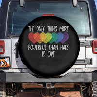 The Only Thing More Powerful Than Hate Is Love Spare Tire Cover Rainbow Hearts Pride Unity Bunny Inspirational Quote