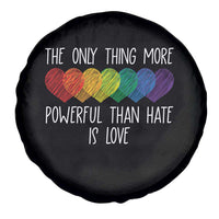 The Only Thing More Powerful Than Hate Is Love Spare Tire Cover Rainbow Hearts Pride Unity Bunny Inspirational Quote