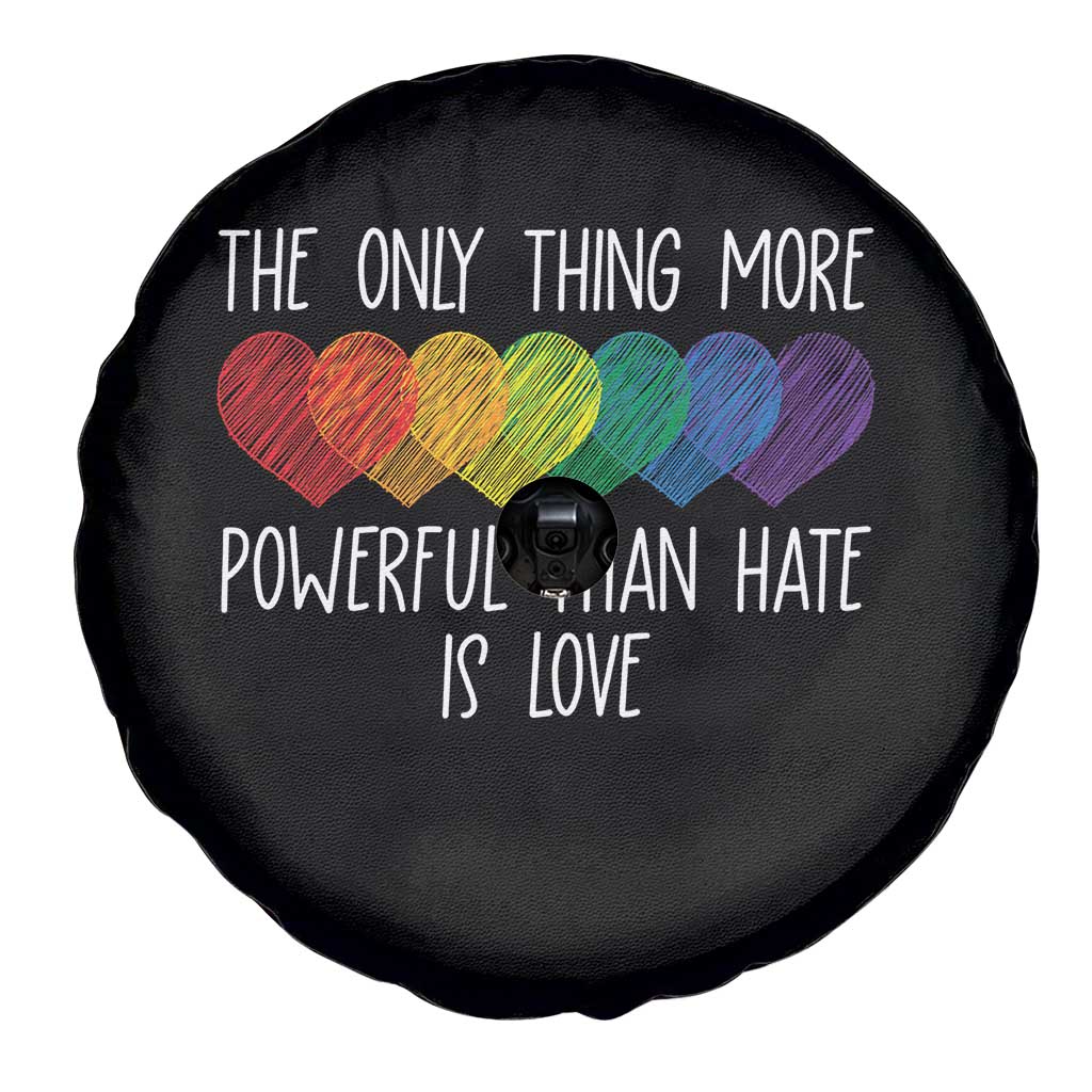 The Only Thing More Powerful Than Hate Is Love Spare Tire Cover Rainbow Hearts Pride Unity Bunny Inspirational Quote