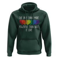 The Only Thing More Powerful Than Hate Is Love Hoodie Rainbow Hearts Pride Unity Bunny Inspirational Quote