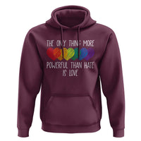 The Only Thing More Powerful Than Hate Is Love Hoodie Rainbow Hearts Pride Unity Bunny Inspirational Quote