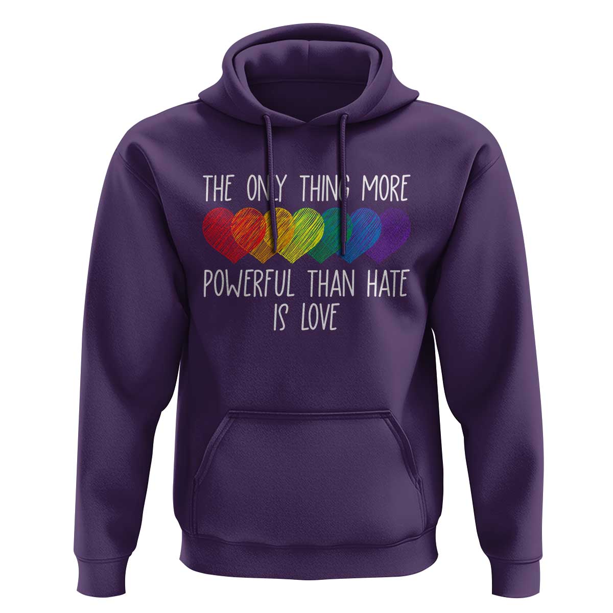 The Only Thing More Powerful Than Hate Is Love Hoodie Rainbow Hearts Pride Unity Bunny Inspirational Quote