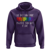 The Only Thing More Powerful Than Hate Is Love Hoodie Rainbow Hearts Pride Unity Bunny Inspirational Quote