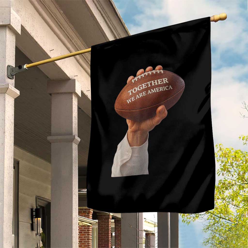 Together We Are America Bunny Holding Football Garden Flag Unity Game Day Inspirational Quote