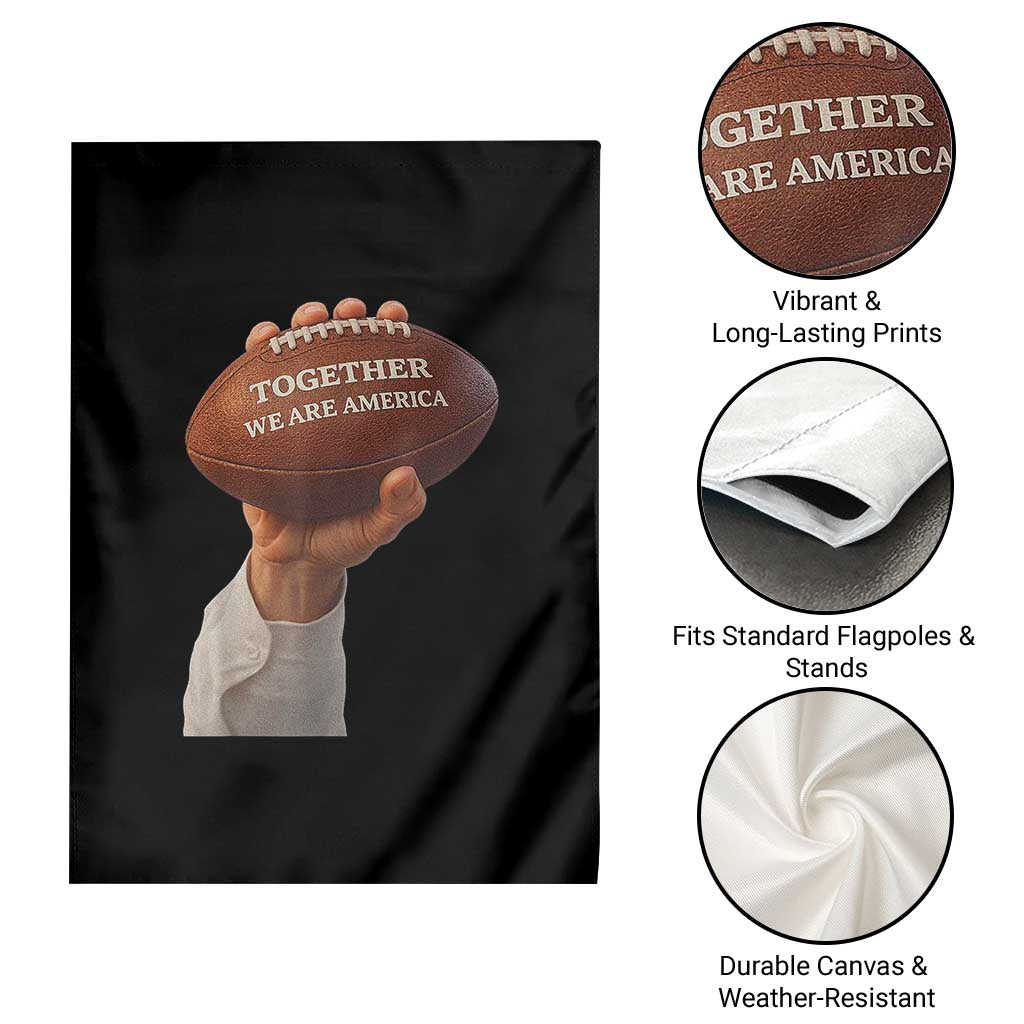 Together We Are America Bunny Holding Football Garden Flag Unity Game Day Inspirational Quote