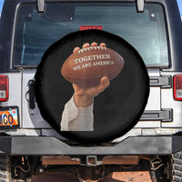 Together We Are America Bunny Holding Football Spare Tire Cover Unity Game Day Inspirational Quote