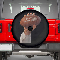 Together We Are America Bunny Holding Football Spare Tire Cover Unity Game Day Inspirational Quote