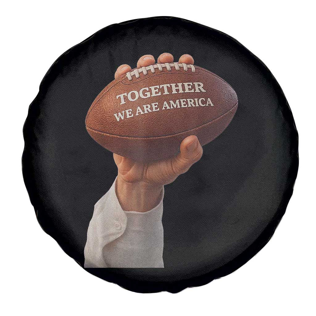 Together We Are America Bunny Holding Football Spare Tire Cover Unity Game Day Inspirational Quote