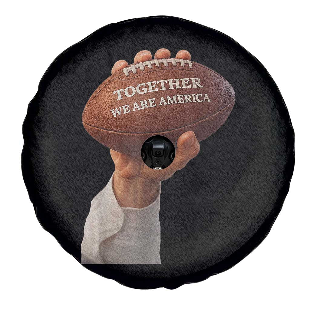 Together We Are America Bunny Holding Football Spare Tire Cover Unity Game Day Inspirational Quote