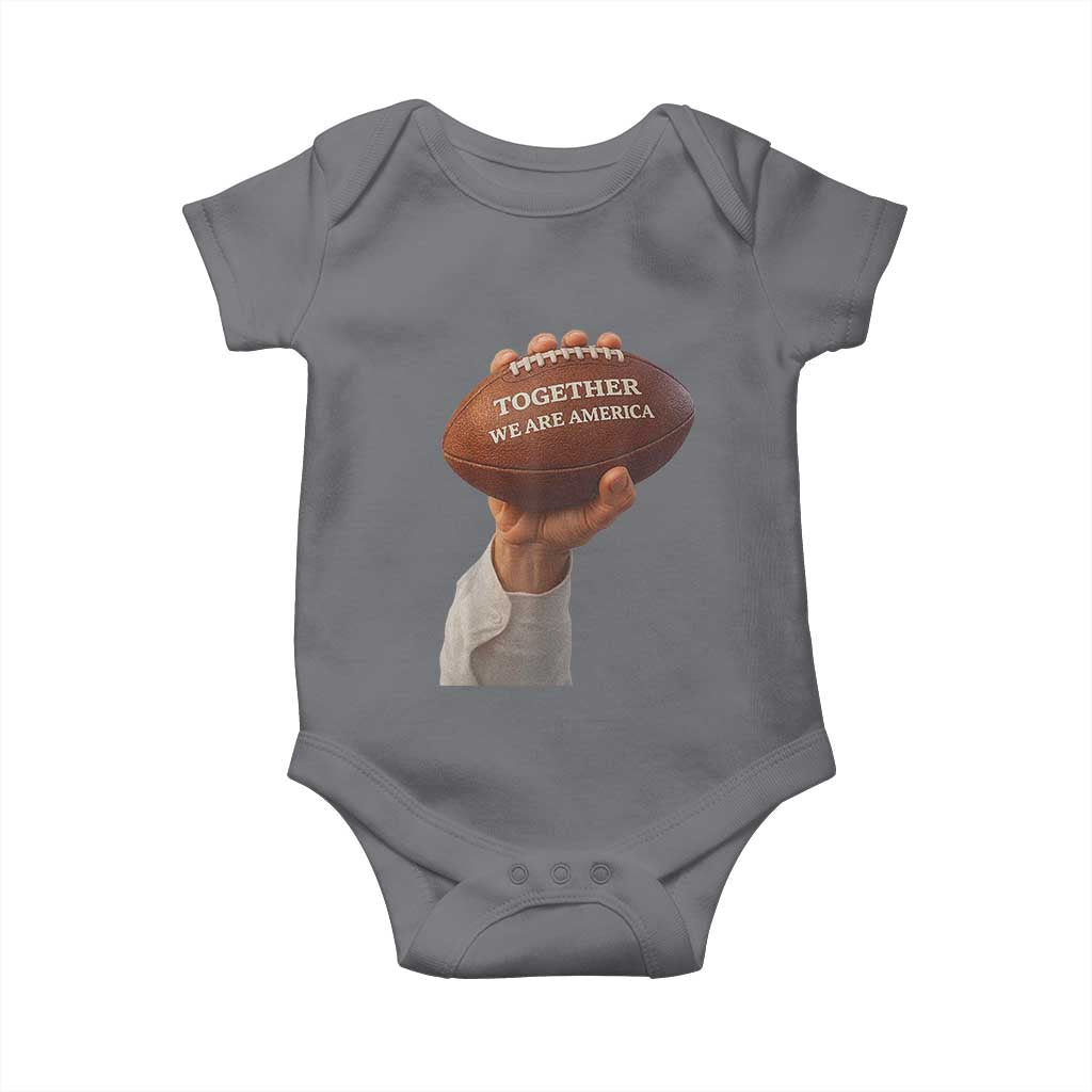 Together We Are America Bunny Holding Football Baby Onesie Unity Game Day Inspirational Quote