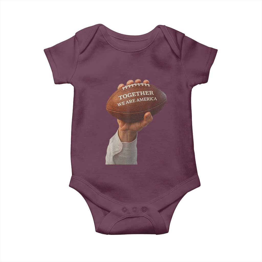 Together We Are America Bunny Holding Football Baby Onesie Unity Game Day Inspirational Quote