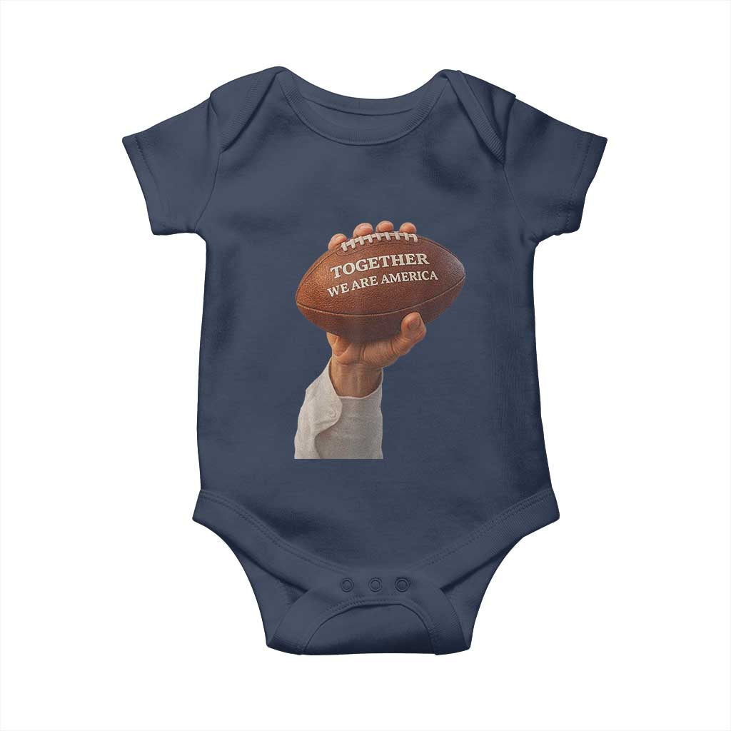 Together We Are America Bunny Holding Football Baby Onesie Unity Game Day Inspirational Quote