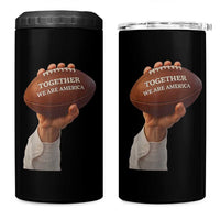 Together We Are America Bunny Holding Football 4 in 1 Can Cooler Tumbler Unity Game Day Inspirational Quote