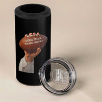 Together We Are America Bunny Holding Football 4 in 1 Can Cooler Tumbler Unity Game Day Inspirational Quote