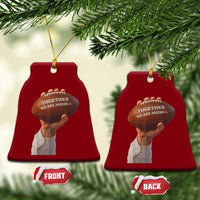 Together We Are America Bunny Holding Football Ceramic Ornament Unity Game Day Inspirational Quote