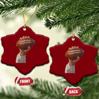 Together We Are America Bunny Holding Football Ceramic Ornament Unity Game Day Inspirational Quote