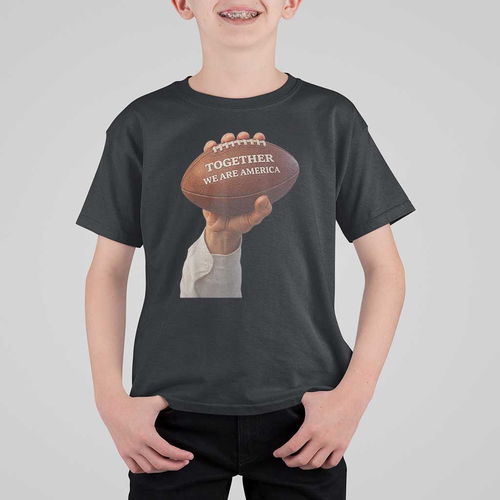 Together We Are America Bunny Holding Football T Shirt For Kid Unity Game Day Inspirational Quote