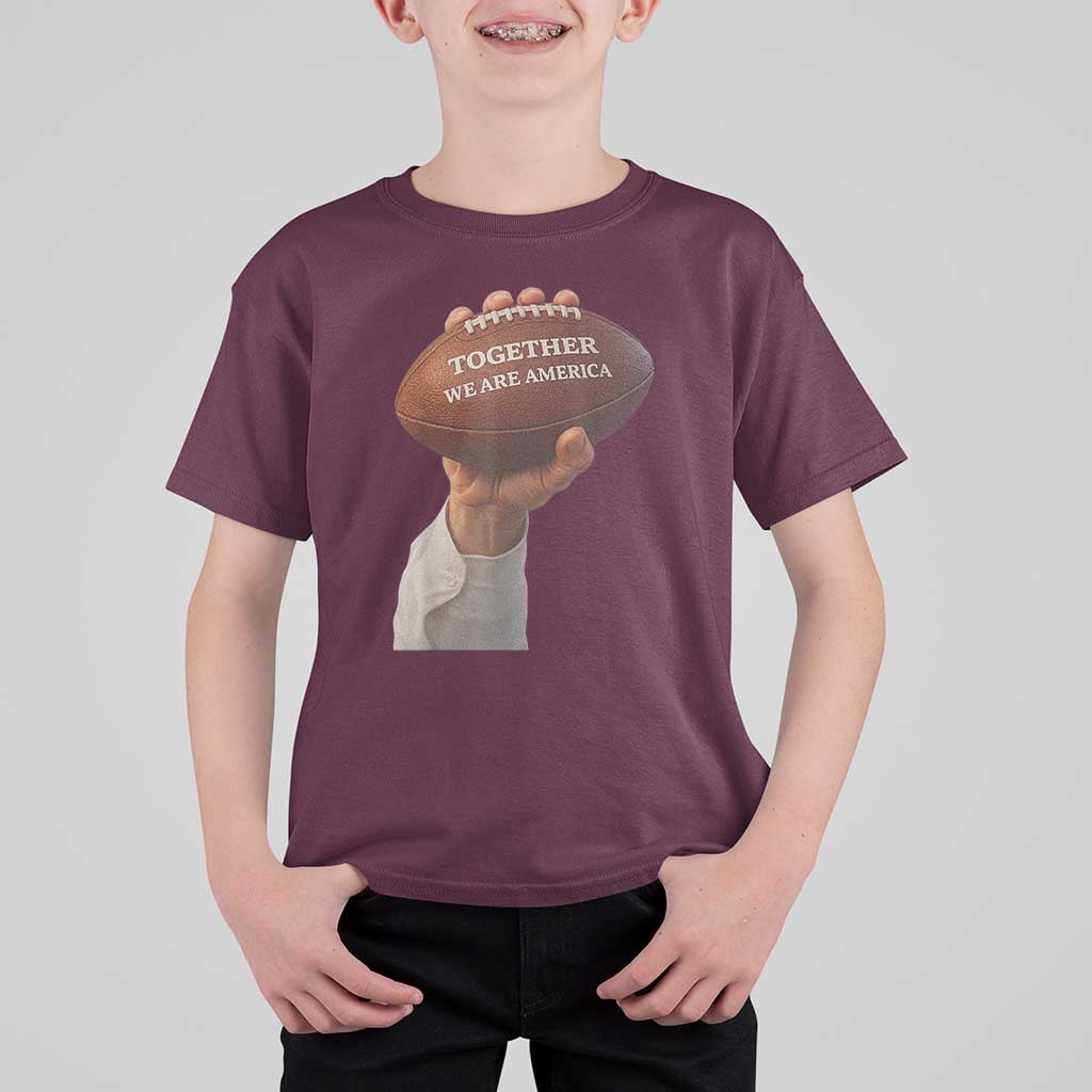Together We Are America Bunny Holding Football T Shirt For Kid Unity Game Day Inspirational Quote