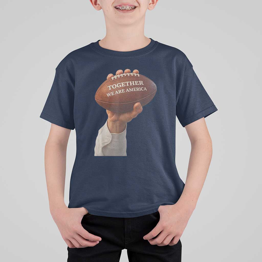 Together We Are America Bunny Holding Football T Shirt For Kid Unity Game Day Inspirational Quote