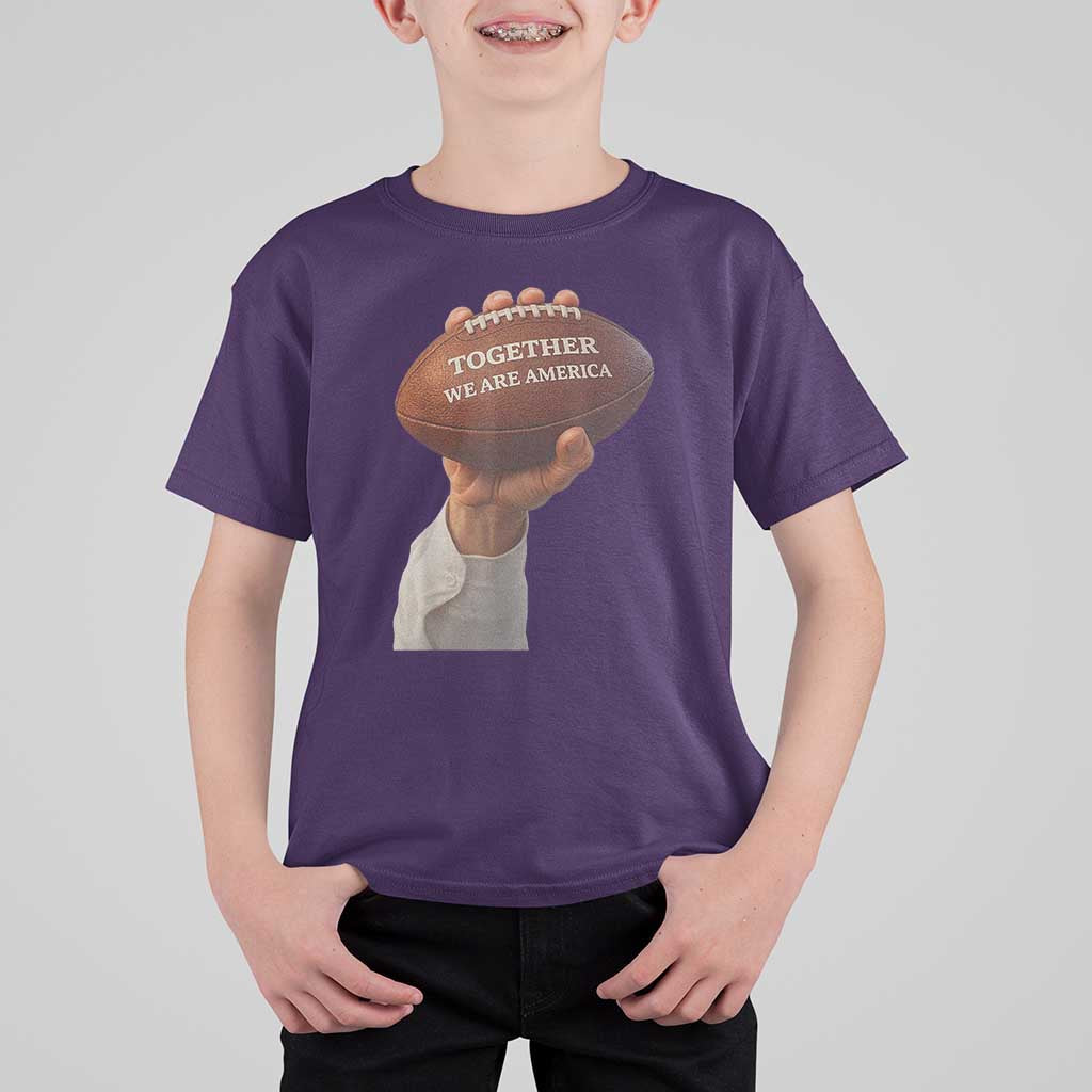 Together We Are America Bunny Holding Football T Shirt For Kid Unity Game Day Inspirational Quote