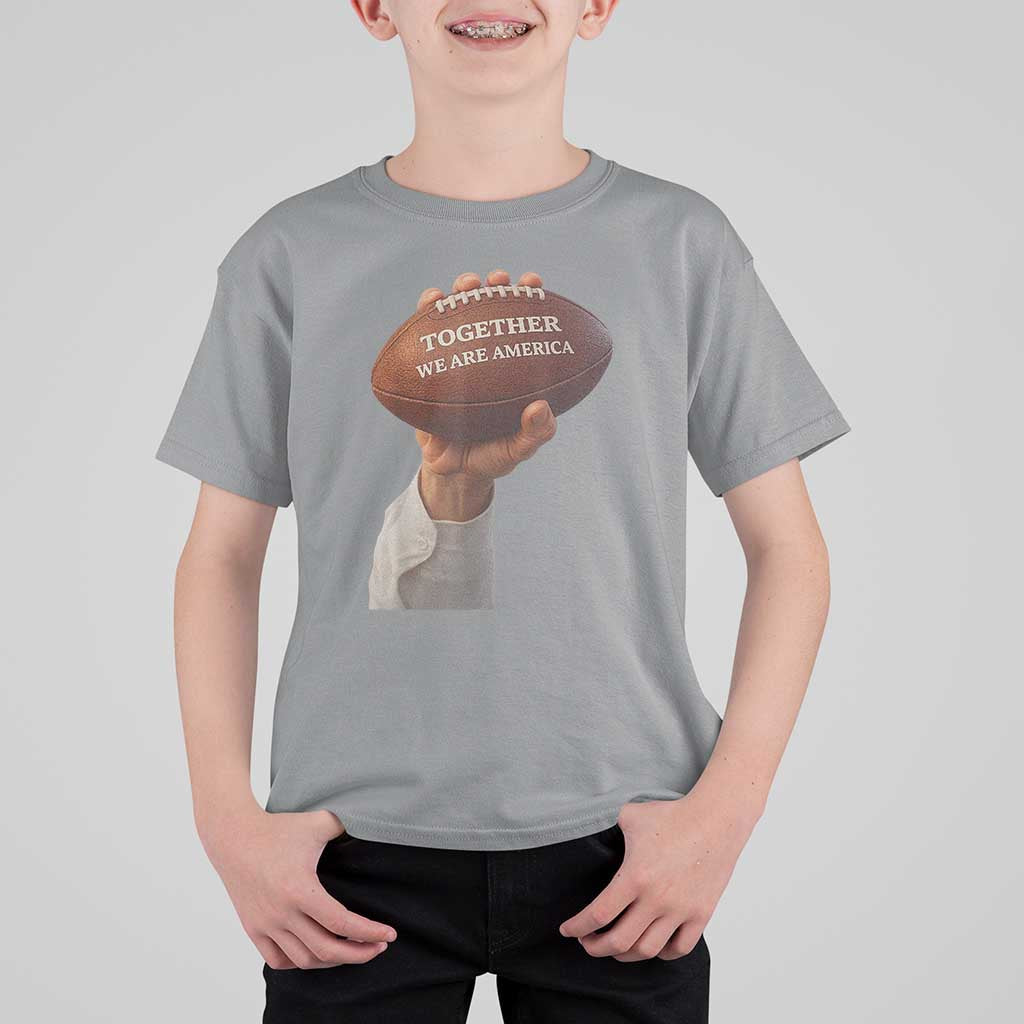 Together We Are America Bunny Holding Football T Shirt For Kid Unity Game Day Inspirational Quote