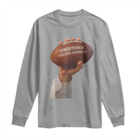 Together We Are America Bunny Holding Football Long Sleeve Shirt Unity Game Day Inspirational Quote