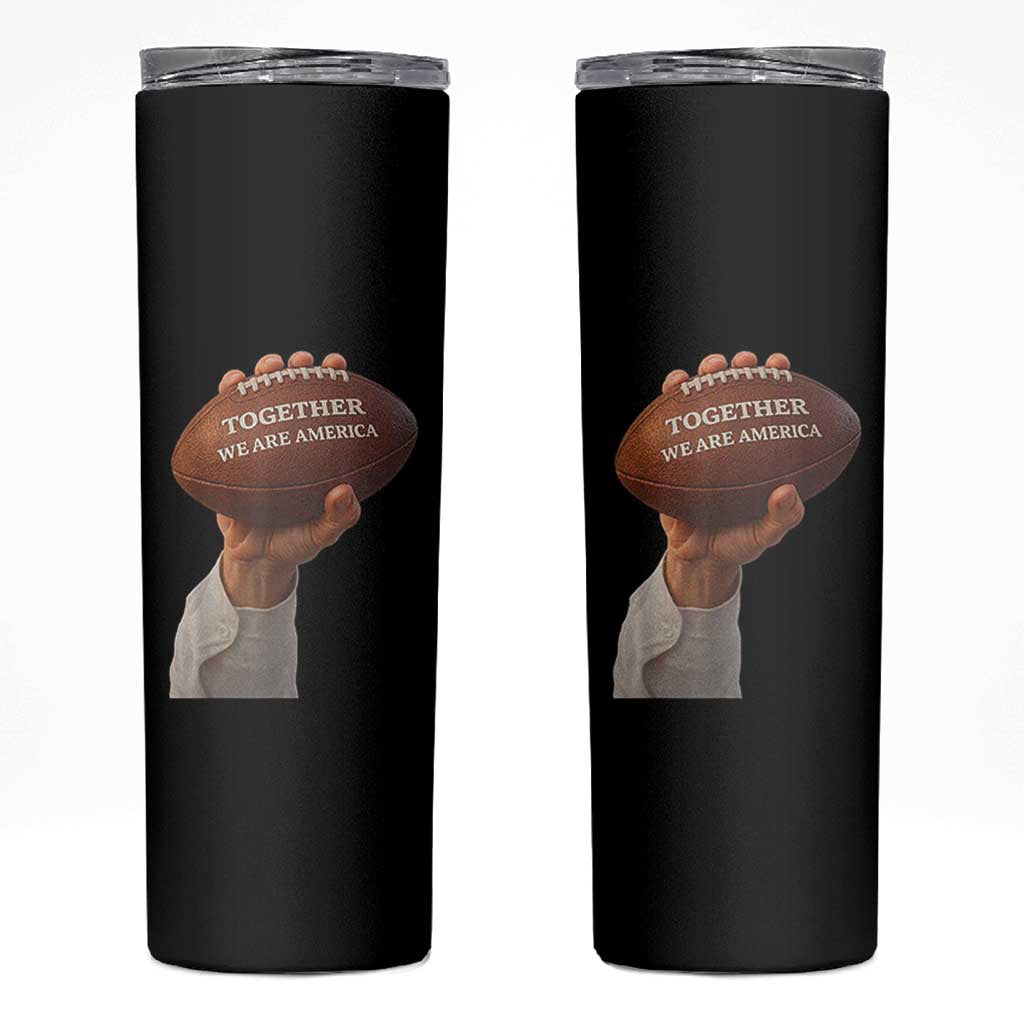 Together We Are America Bunny Holding Football Skinny Tumbler Unity Game Day Inspirational Quote
