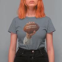 Together We Are America Bunny Holding Football T Shirt For Women Unity Game Day Inspirational Quote