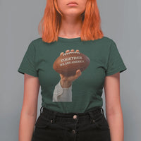 Together We Are America Bunny Holding Football T Shirt For Women Unity Game Day Inspirational Quote