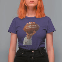 Together We Are America Bunny Holding Football T Shirt For Women Unity Game Day Inspirational Quote