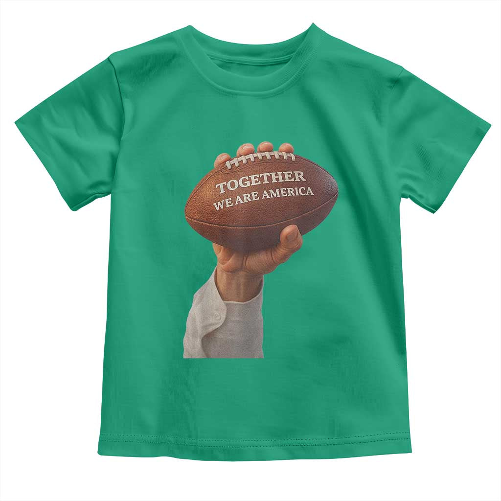 Together We Are America Bunny Holding Football Toddler T Shirt Unity Game Day Inspirational Quote