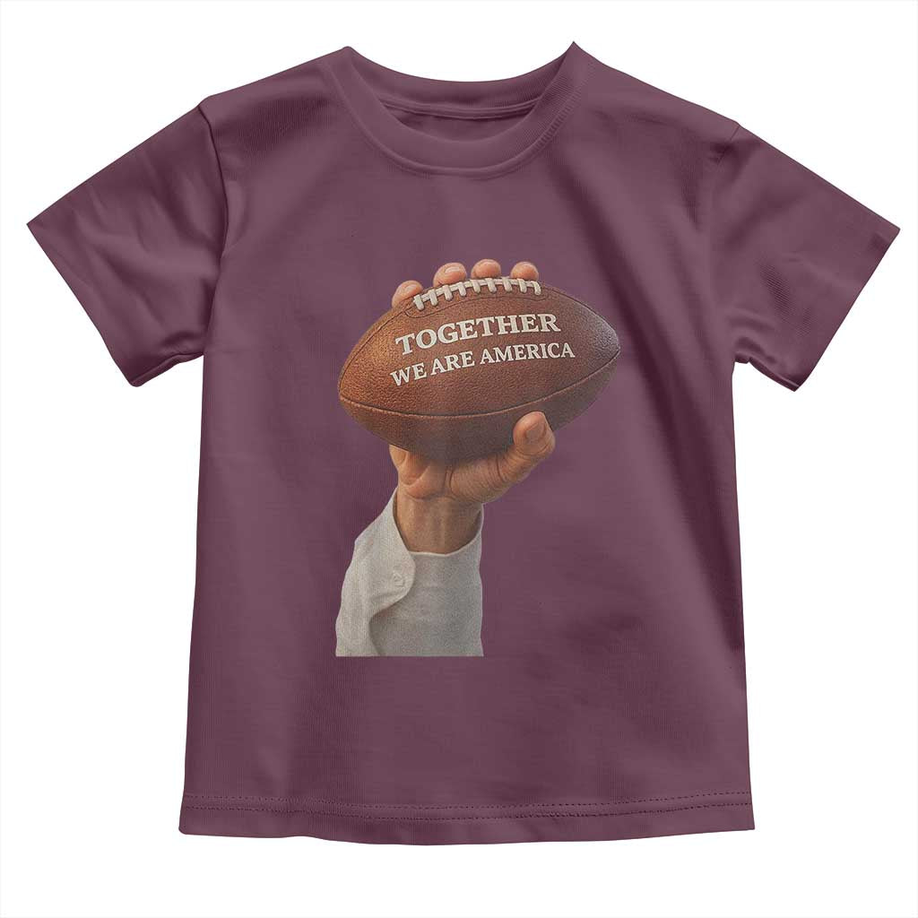 Together We Are America Bunny Holding Football Toddler T Shirt Unity Game Day Inspirational Quote
