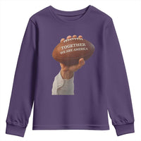 Together We Are America Bunny Holding Football Youth Sweatshirt Unity Game Day Inspirational Quote