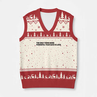 The Only Thing More Powerful Than Hate Is Love V-Neck Knit Sweater Vest Minimalist Unity Bunny Inspirational Quote