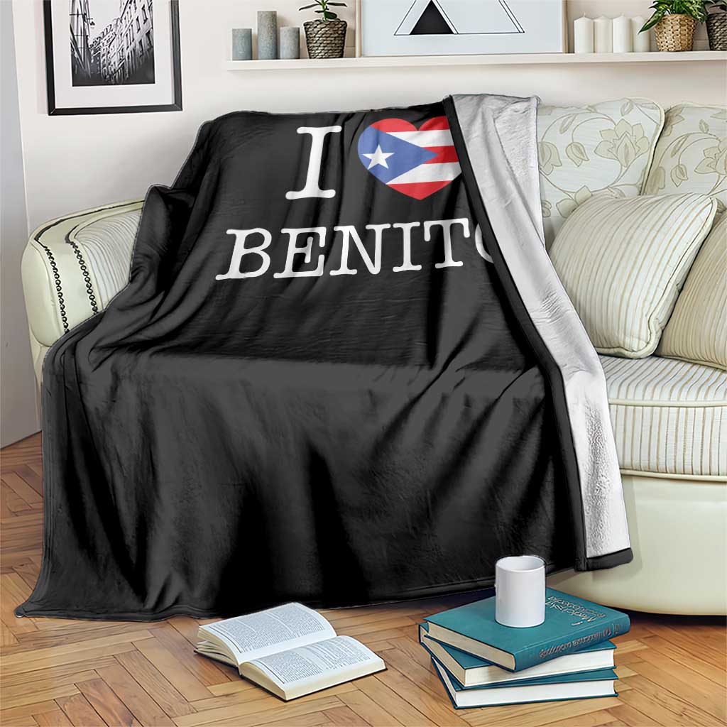 I Love Benito Puerto Rico Flag Heart Throw Blanket Boricua Music Fan Game Day Everyday