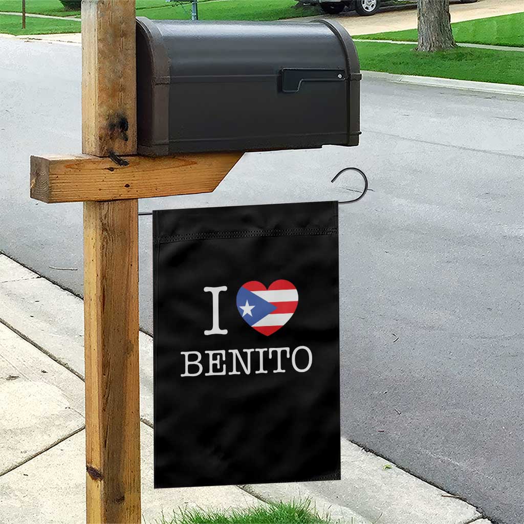 I Love Benito Puerto Rico Flag Heart Garden Flag Boricua Music Fan Game Day Everyday