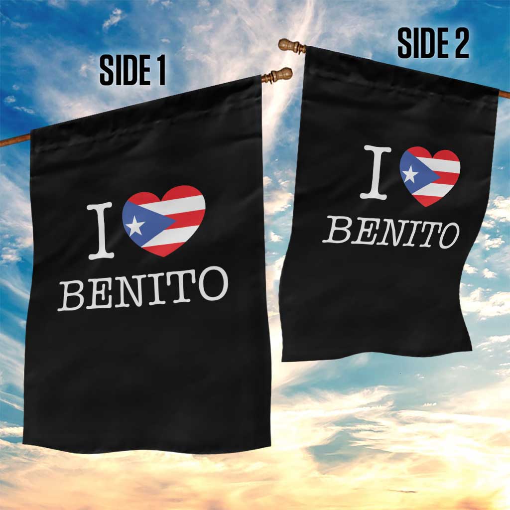 I Love Benito Puerto Rico Flag Heart Garden Flag Boricua Music Fan Game Day Everyday