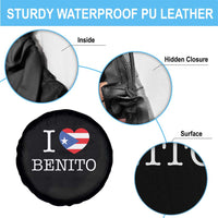 I Love Benito Puerto Rico Flag Heart Spare Tire Cover Boricua Music Fan Game Day Everyday