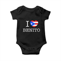 I Love Benito Puerto Rico Flag Heart Baby Onesie Boricua Music Fan Game Day Everyday