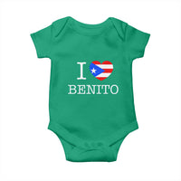 I Love Benito Puerto Rico Flag Heart Baby Onesie Boricua Music Fan Game Day Everyday