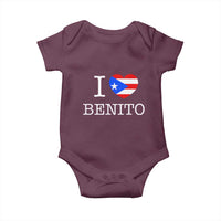 I Love Benito Puerto Rico Flag Heart Baby Onesie Boricua Music Fan Game Day Everyday