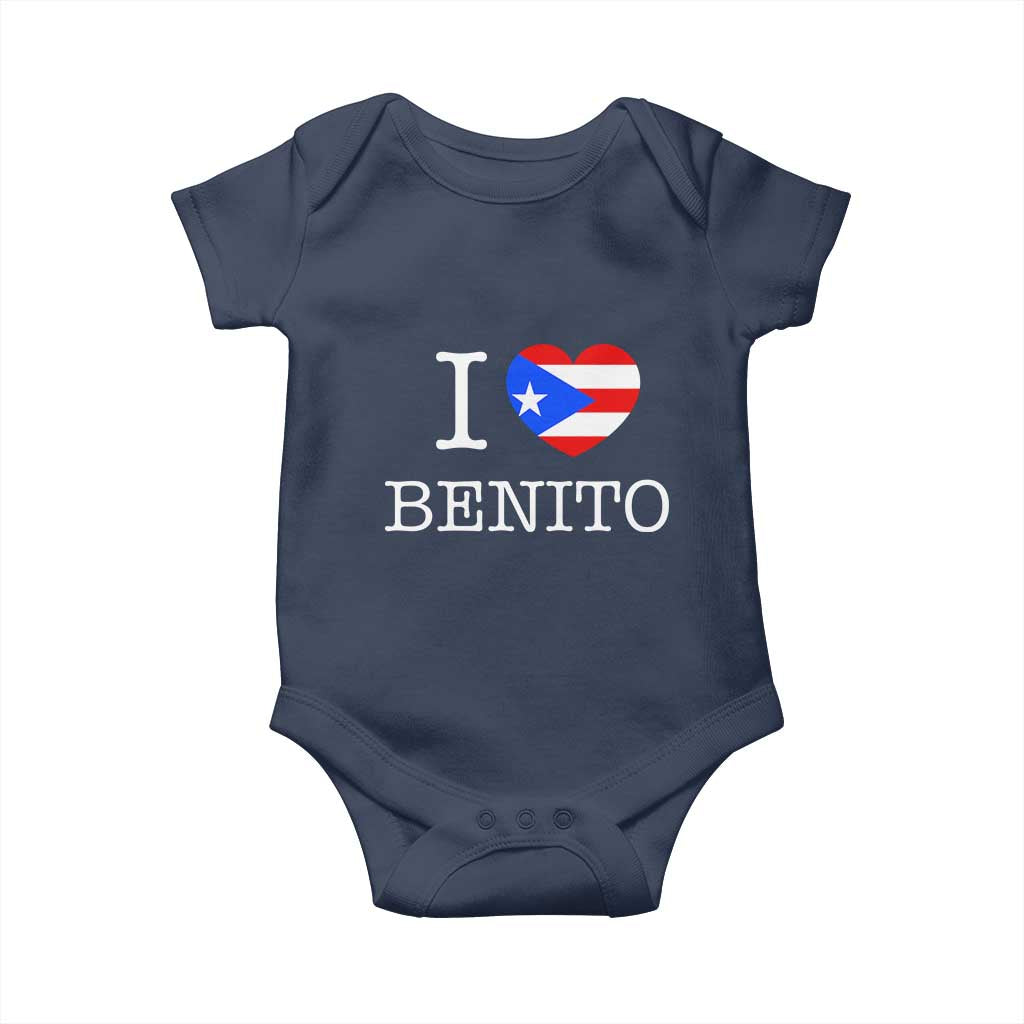 I Love Benito Puerto Rico Flag Heart Baby Onesie Boricua Music Fan Game Day Everyday